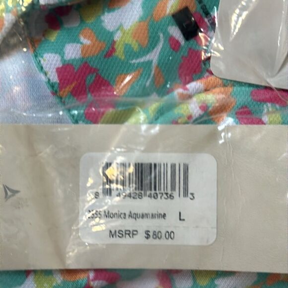 BERMUDA SANDS Monica Aquamarine Upf 50 Short Sleeve Top Mukti Color NWT in packg - Picture 4 of 5